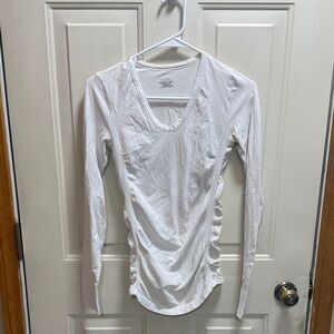 Athleta White Long Sleeve Ruched Athletic Women's Top size XS